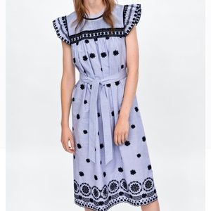 Zara Striped and Embroidered Dress